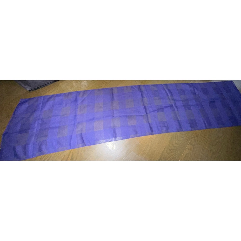 Purple Checkered Sheer Lightweight Rectangular Scarf Textured Pattern - Picture 2 of 6